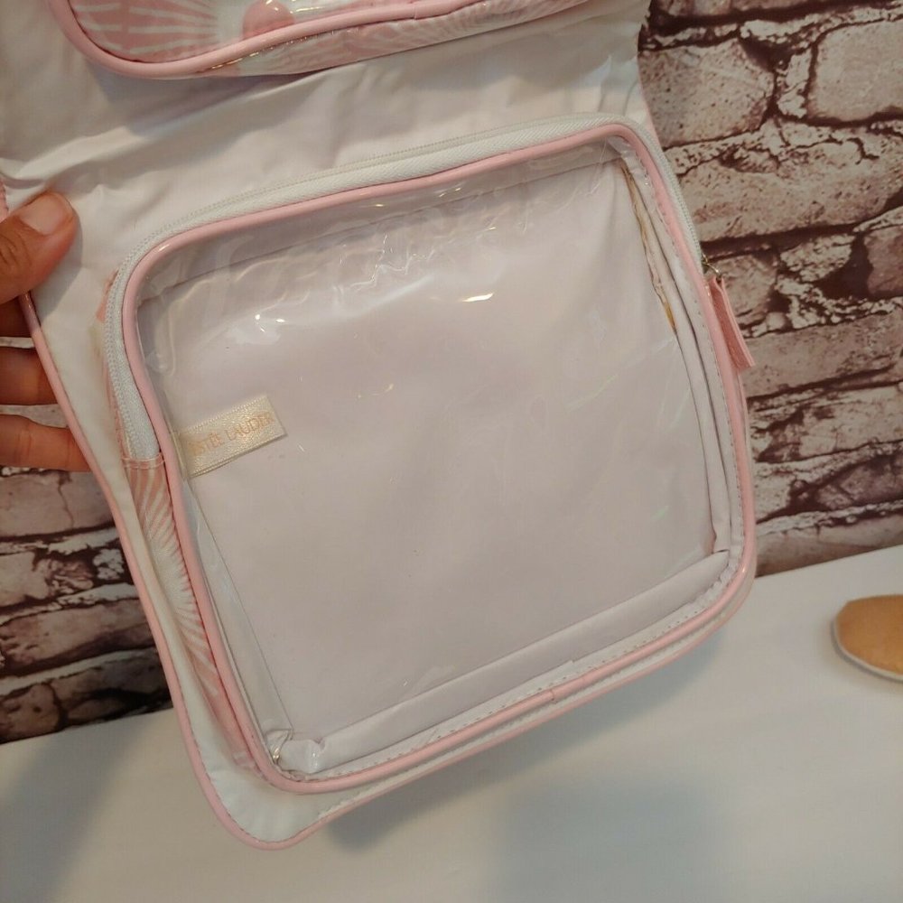 ❤️SOLD❤️Estee Lauder Pink Cosmetics Travel Hanging Bag 2 Compartments - Picture 3 of 4